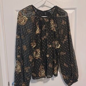 Long Sleeve Metallic Embellished Express Shirt Top